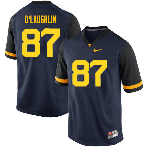 Men #87 Mike O'Laughlin West Virginia Mountaineers College Football Jerseys Sale-Navy